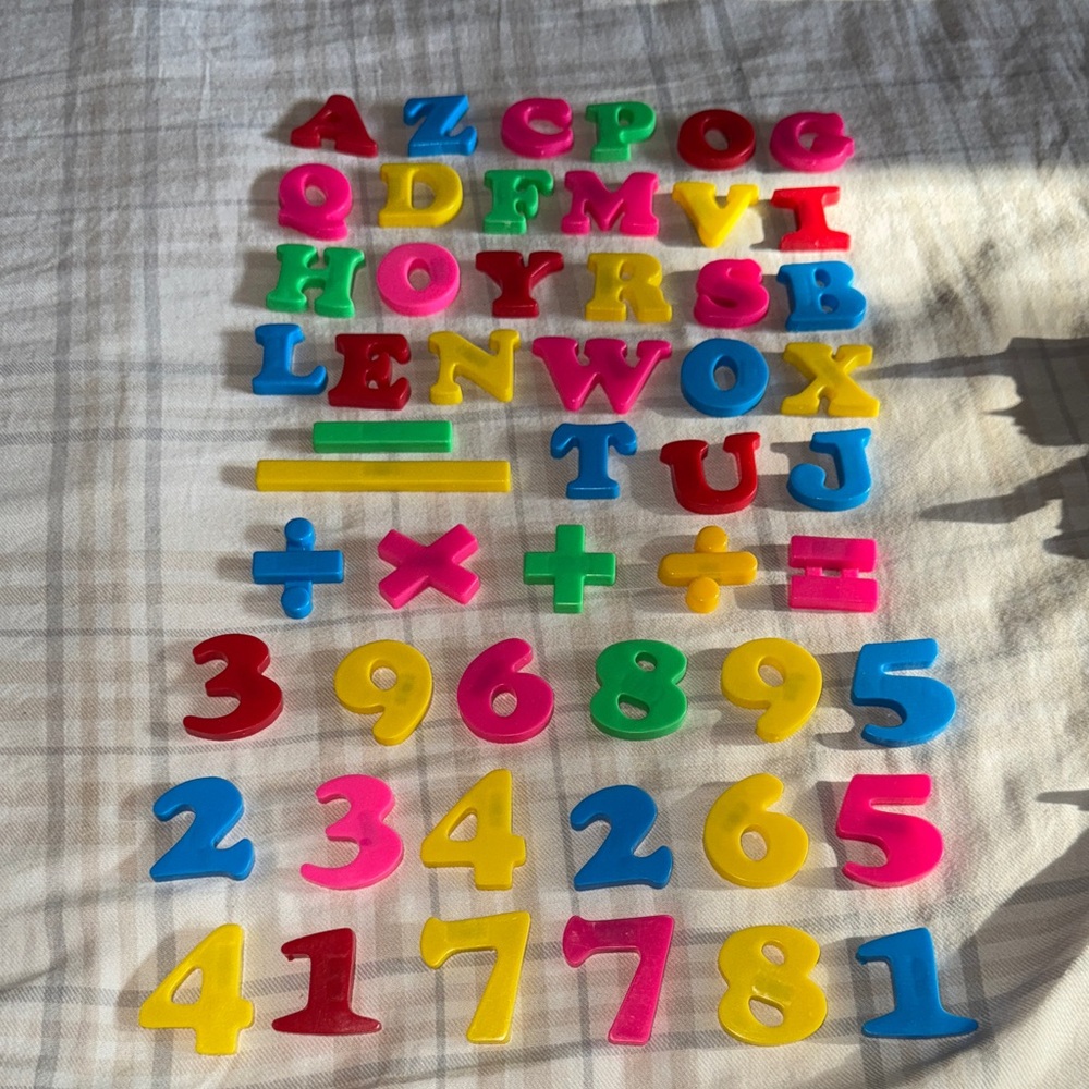 Colorful Magnetic Alphabet Letters, Numbers, and Math Symbols Toy Bundle